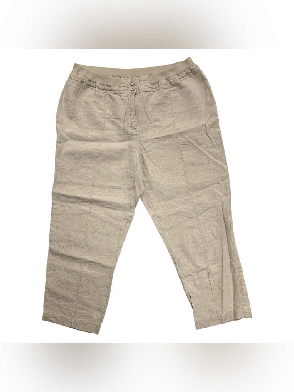 Chico's 100% Linen Beige Linen-Blend Straight Leg Chinos Size M
